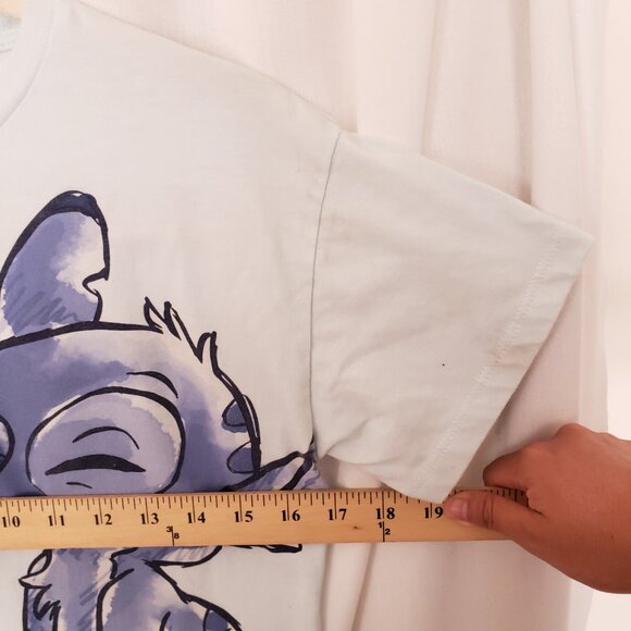 Disney Stitch & Angel Girls Light Blue Cute Watercolor Graphic T-shirt Size XL - Picture 3 of 13